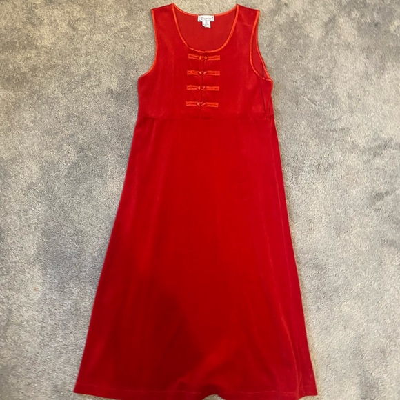 Red velvet midi dress - Picture 1 of 4